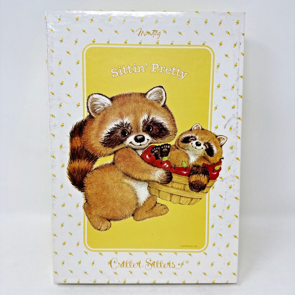 Montag Sittin Pretty Critter Sitters Stationary Raccoons Partial Box VTG 80s Lot